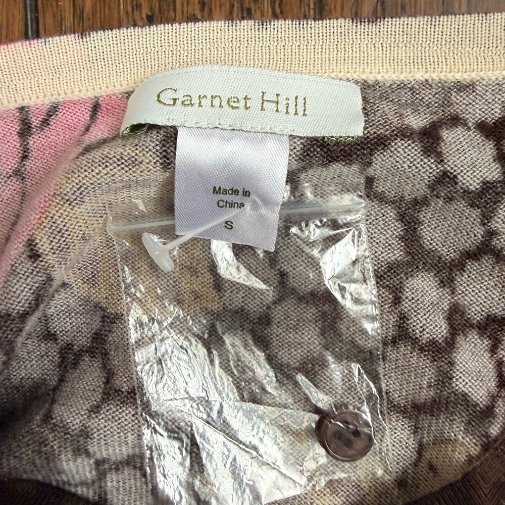 Garnet Hill Floral Cardigan in Brown with Pink and Gold Accents - Picture 8 of 8